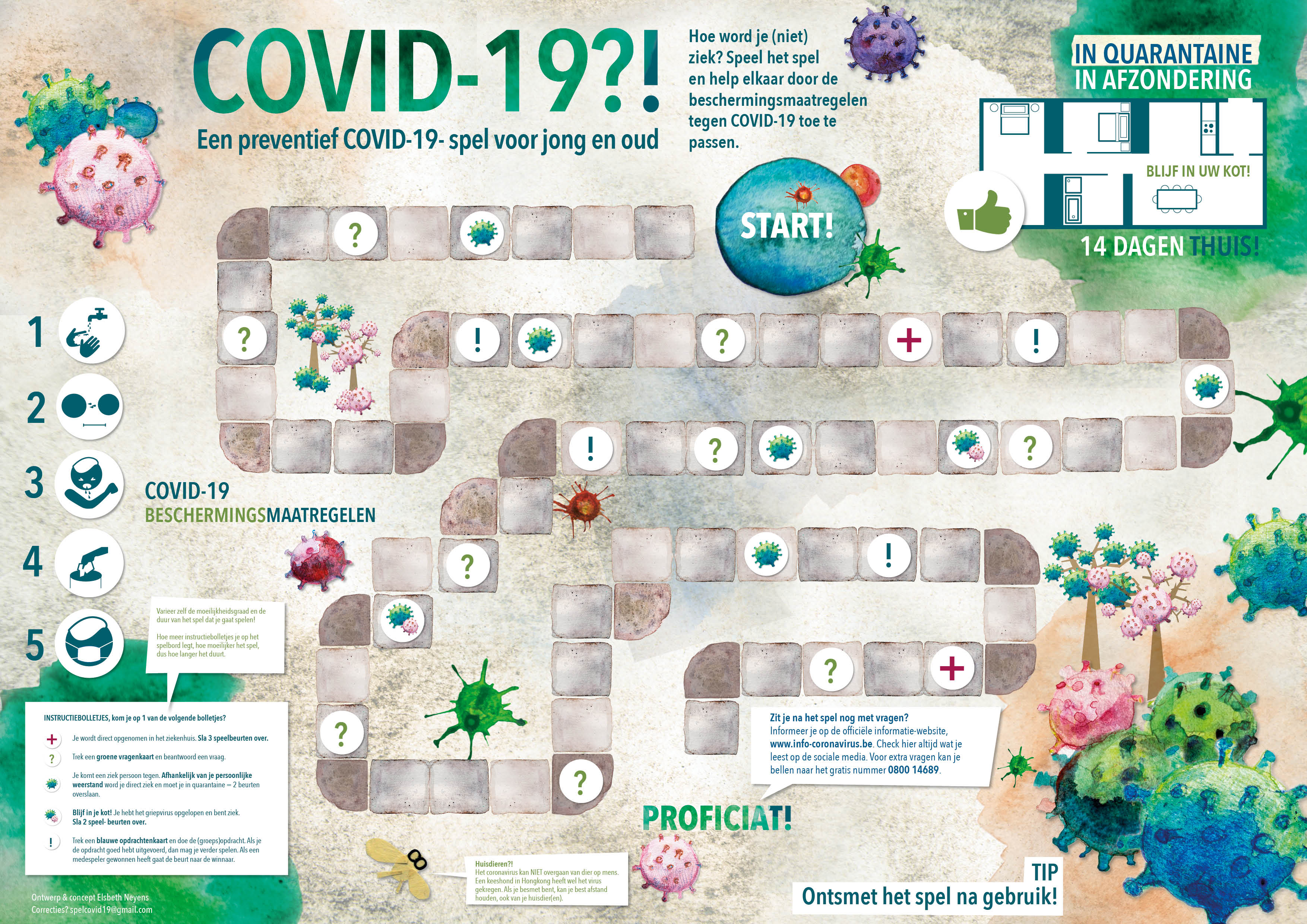 spel COVID-19 spelbord A2 Elsbeth Neyens Spelbord COVID-19